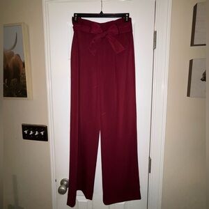 Burgundy wide leg dress pants